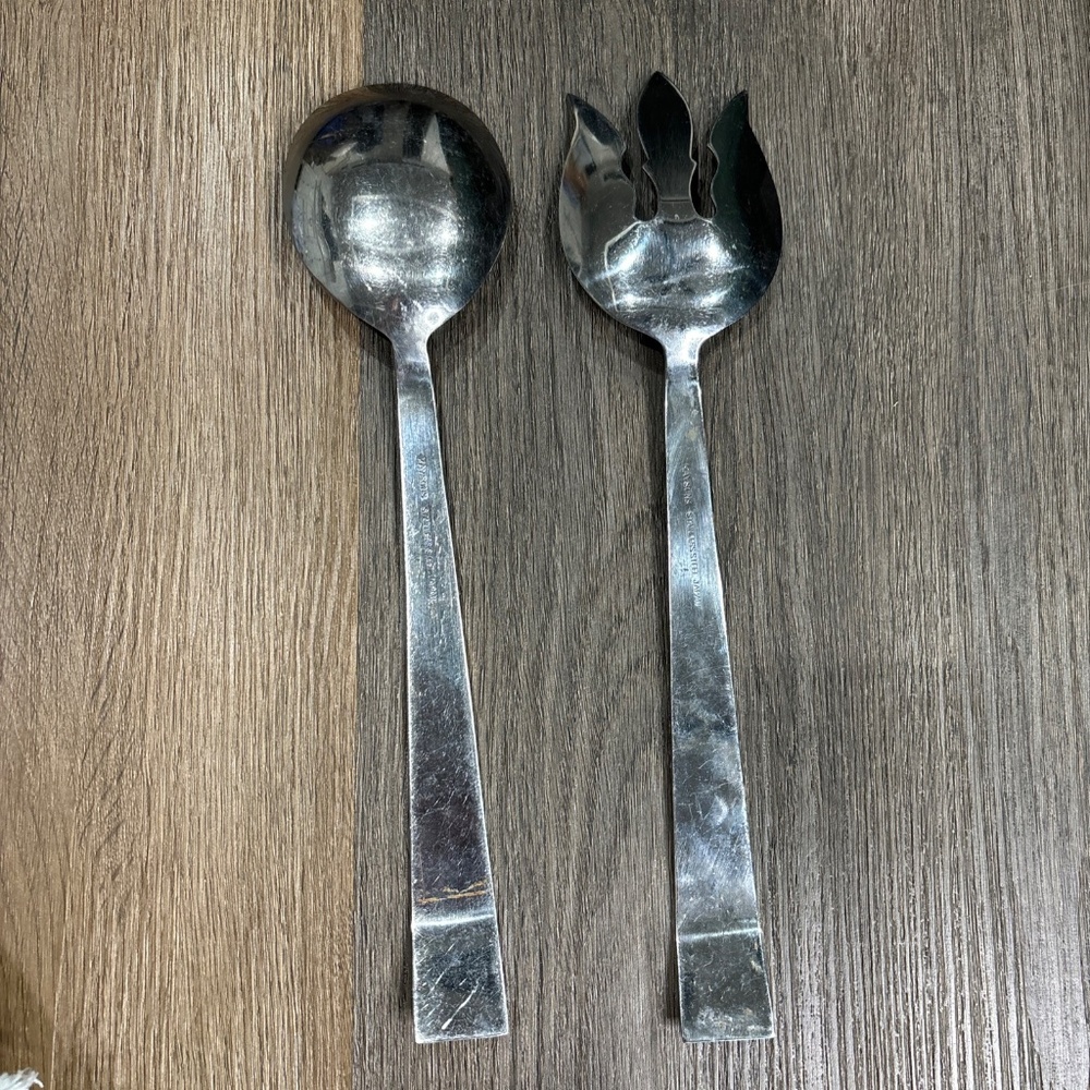 Kaysons Japan Large Salad Fork & Spoon Serving Set Stainless 11 1/4" Vintage - Picture 2 of 6